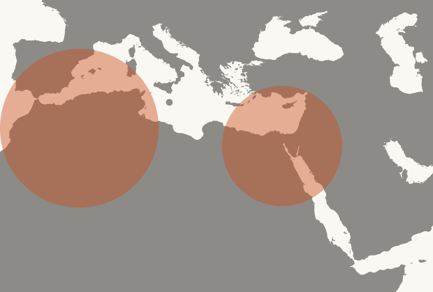 mena grå med orange skygger